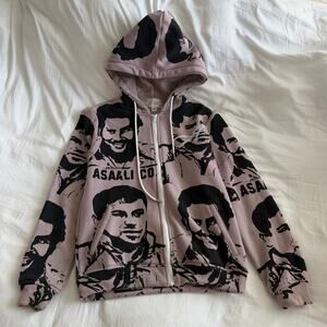 Asaali Pablo Escobar & Chapo Pink Zip Up Hoodie Size XS